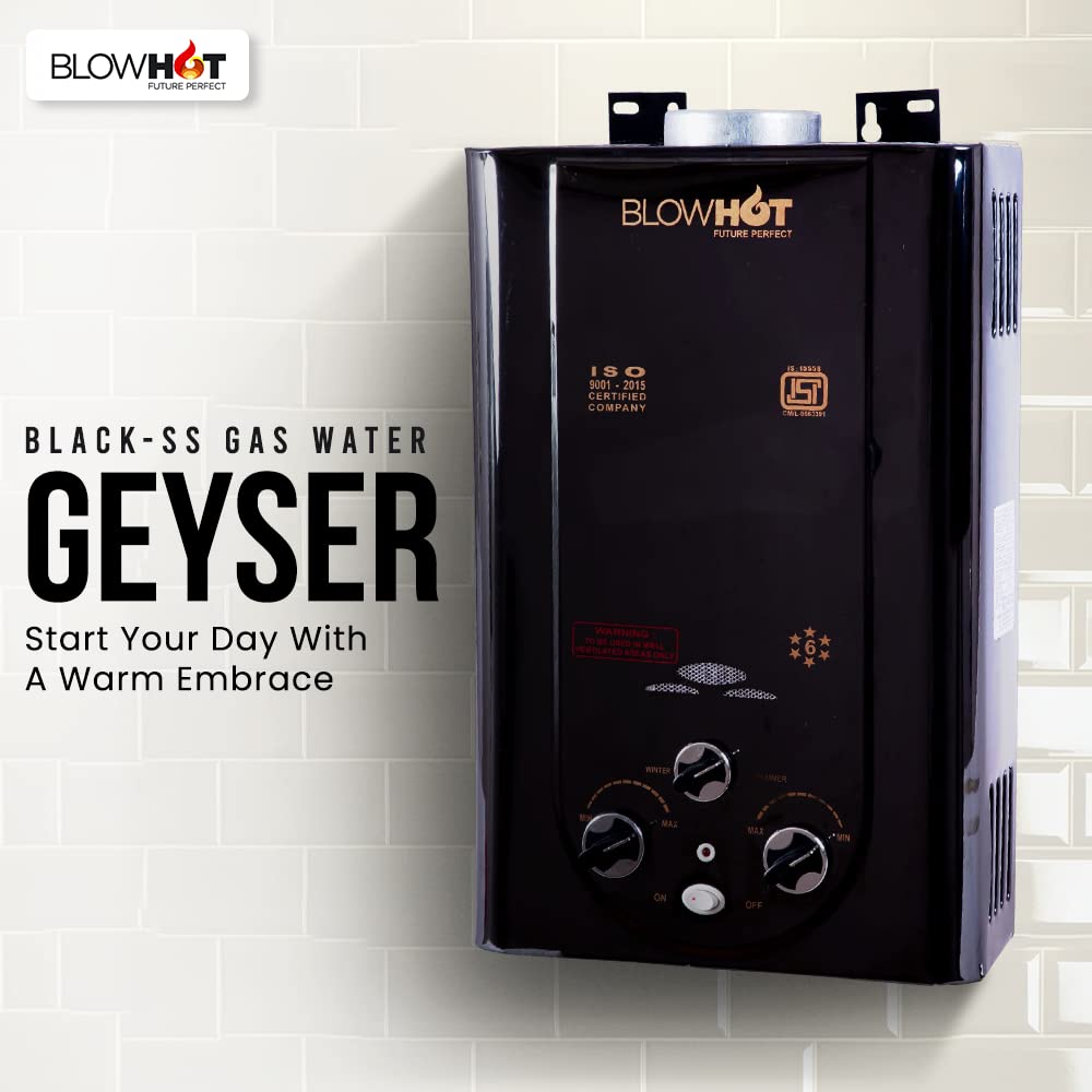 BLOWHOT Gas Geyser 6 Litres Black