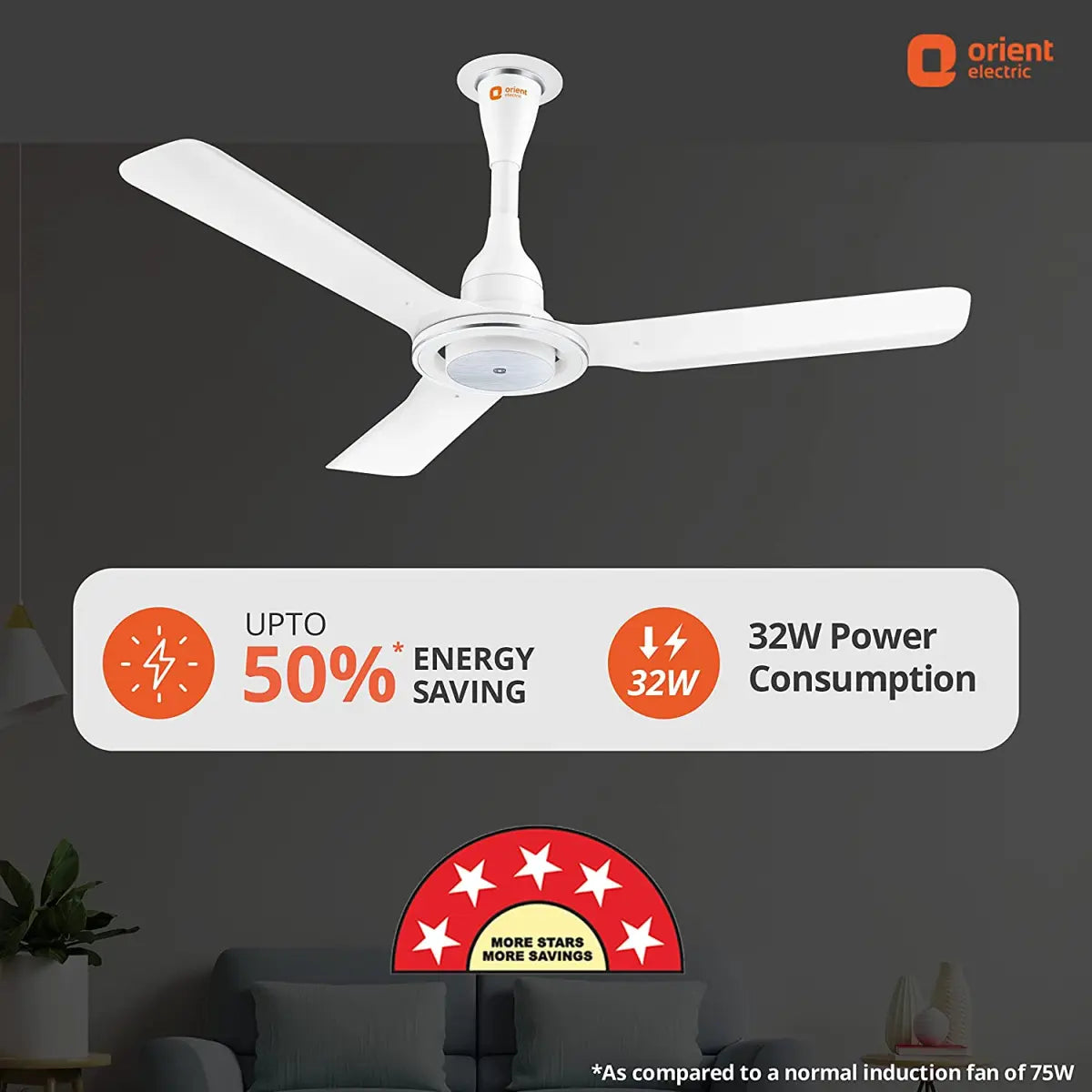 Orient BLDC Fan I Float White 1200mm