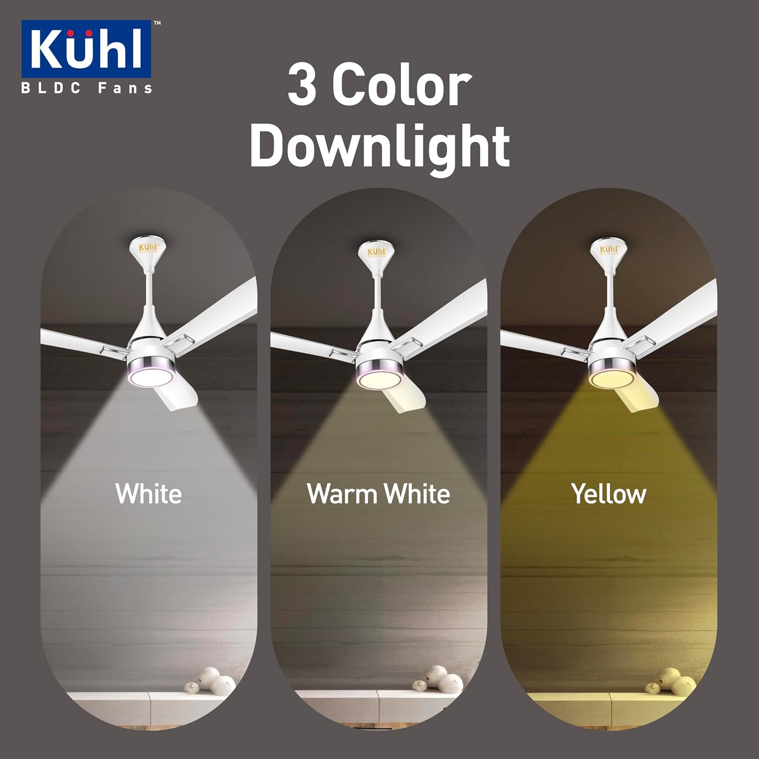 KUHL Arctis A9 1200mm BLDC Ceiling Fan with Remote | BEE 5 Star & ISI Marked | 65% Power Savings | Down Light