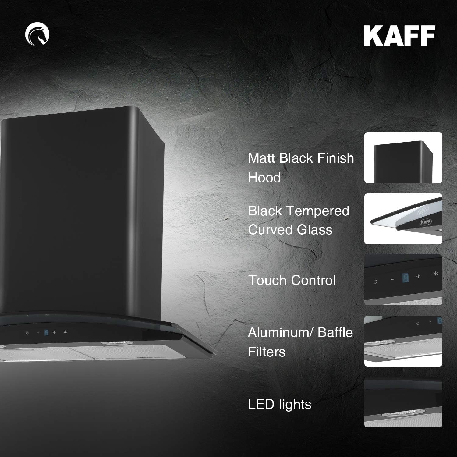 KAFF 60cm 1180 m3/hr Chimney (OPEC BGX 60, Cassette Filter, Black)