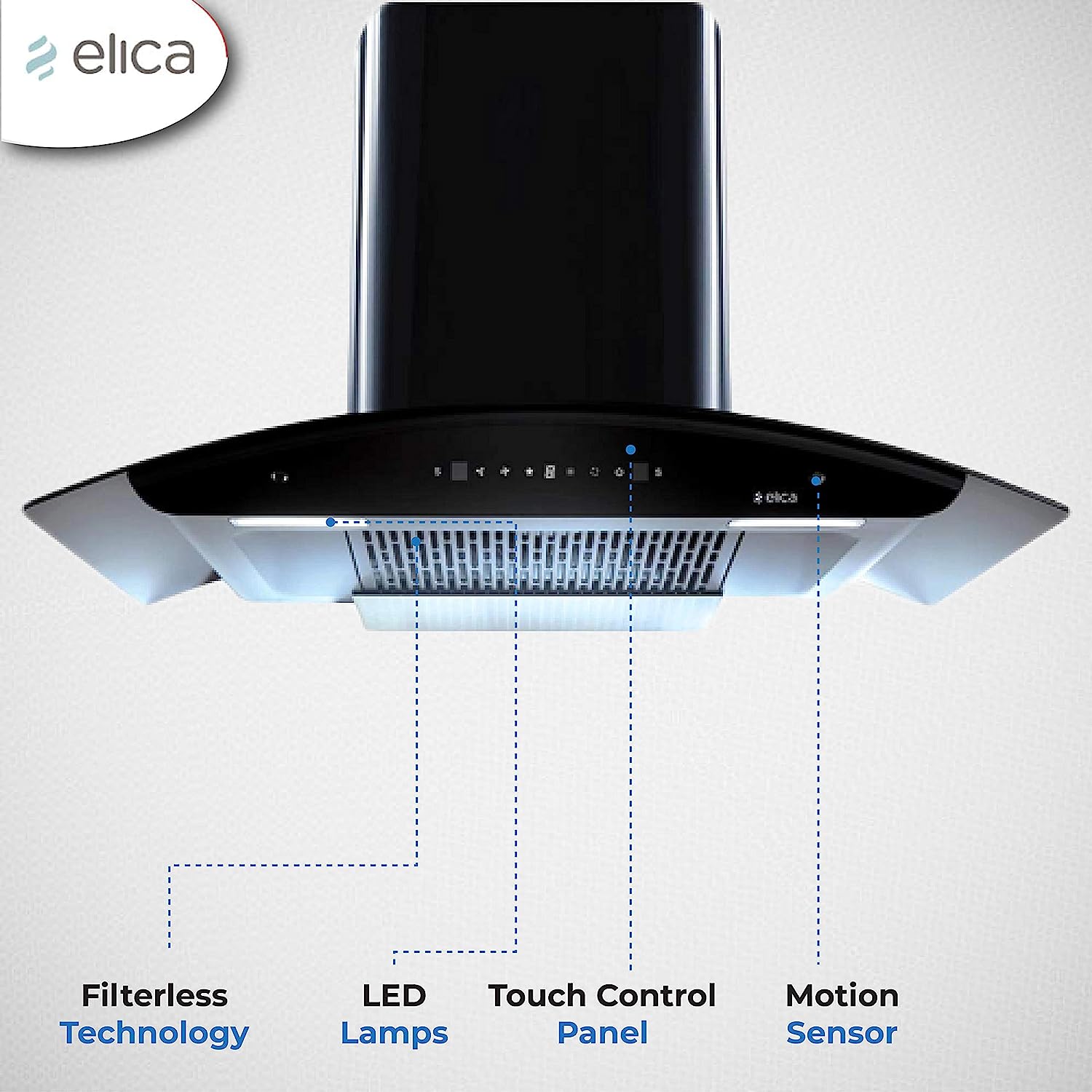 Elica Wall Mounted Auto Clean 90 cm 1400 m3/h Black Chimney ( WD TFL HAC 90 MS NERO )