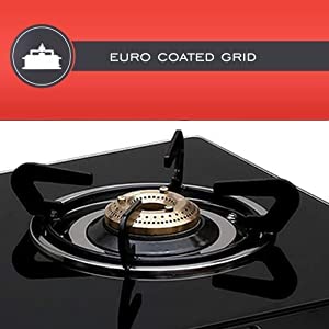 Elica Vetro Glass Top 2 Burner Gas Stove (662 Ct Vetro Blk) - Manual Ignition, Black