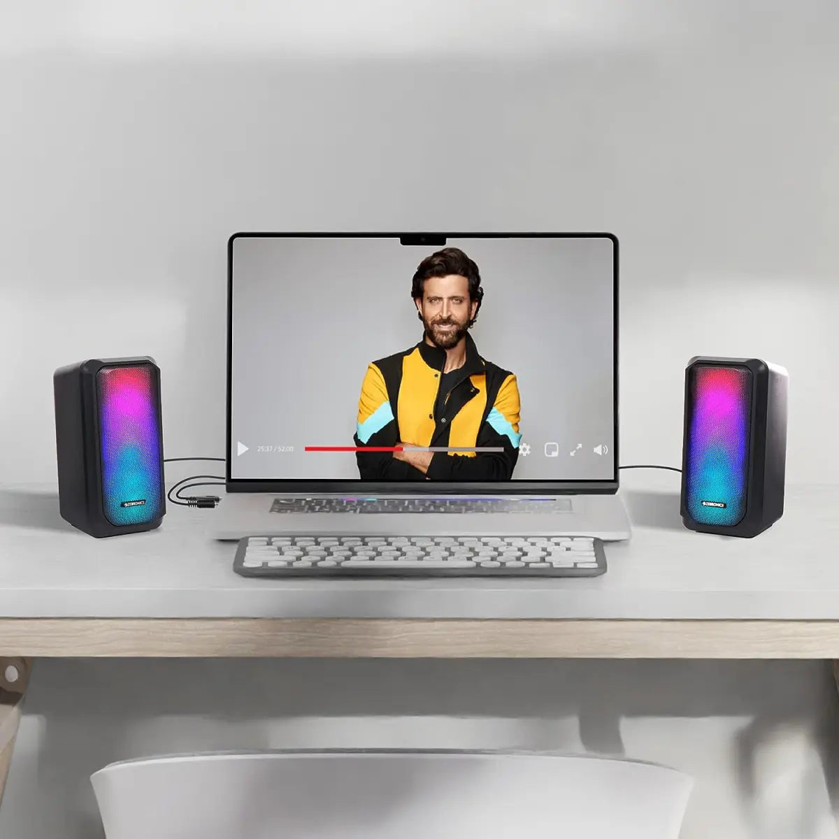 ZEBRONICS Zeb-Fame 1 USB Powered 2.0 Speaker with 10W RMS Output, 7 RGB Modes, LED Control Switch, Volume Control, 3.5mm Input, Compatible for Computers and Laptops Black