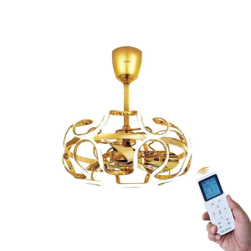 oltao Skyler Gold Curved LED Chandelier உடன் கூடிய 26 Inch Fan BLDC மோட்டார், கோடை குளிர்கால பயன்முறைக்கான ரிவர்ஸ் ஏர் ஃப்ளோ, ரிமோட்