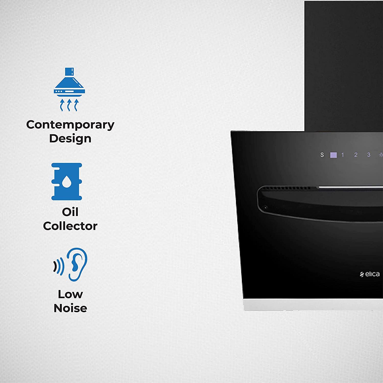 Elica 60 cm 1200 m3/hr Filterless Chimney EFL-S607 LTW VMS Motion Sensor Control, Black