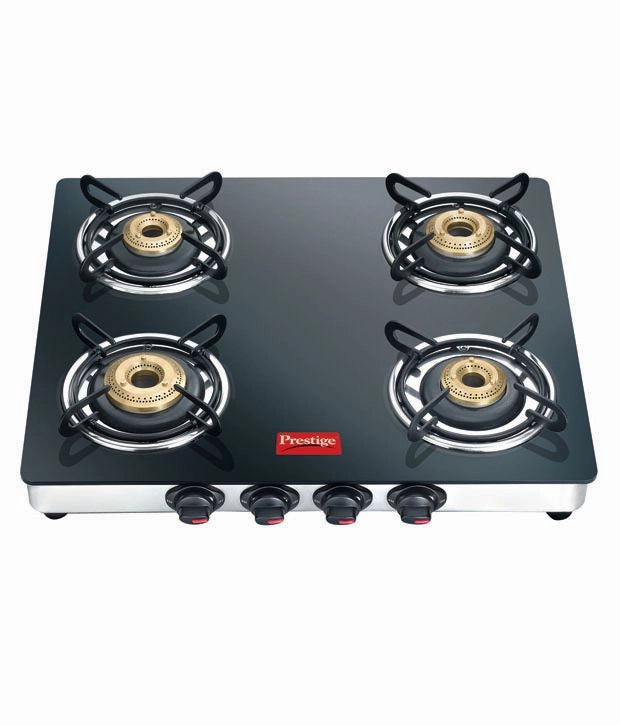 Prestige Marvel Plus GTM 04 SS 4 Burner Glass Manual Gas Stove 40279