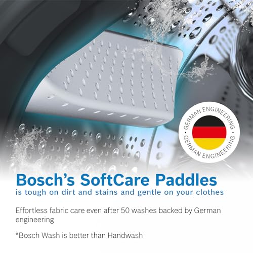 Bosch 9kg 5 Star Anti Stain & AI Active Water Plus Fully Automatic Front Load Washing Machine with Built in Heater (WGA14200IN, Pretreatment & Steam with Anti Bacteria and 5 Star Inverter, Wh