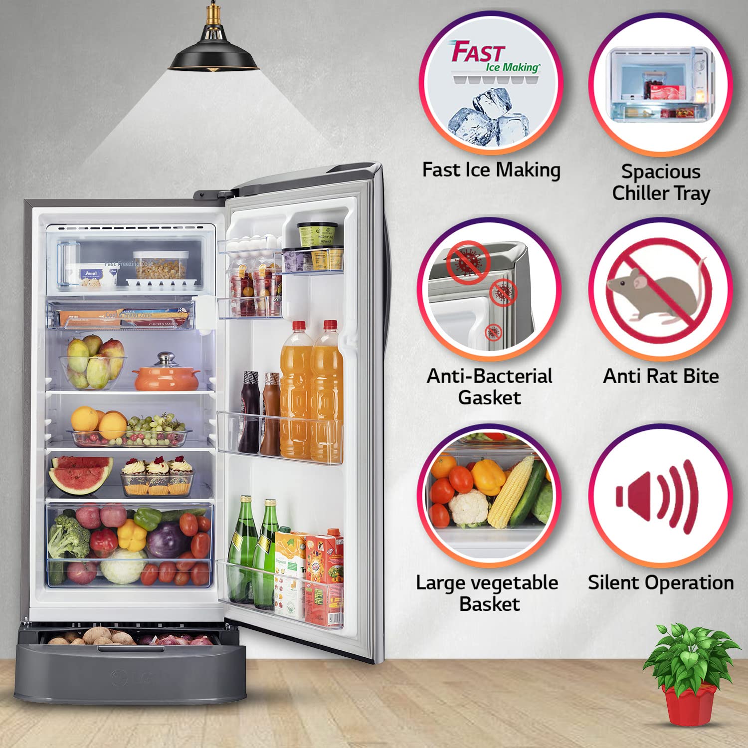 LG 204 L 4 Star Refrigerator GL-D211CPZY ‎Shiny Steel