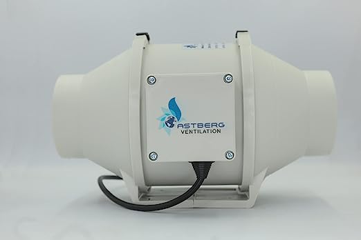 Astberg AF-100P (100mm/4) (198CMH/117CFM) Silent mix flow/Inline fan/Duct fan/Inline duct fan/Exhaust fan/Silent fan
