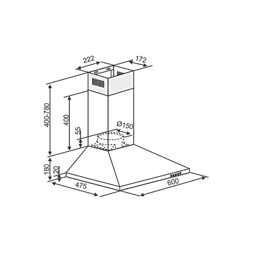 Kaff Base TX 60 Cm Kitchen Chimney