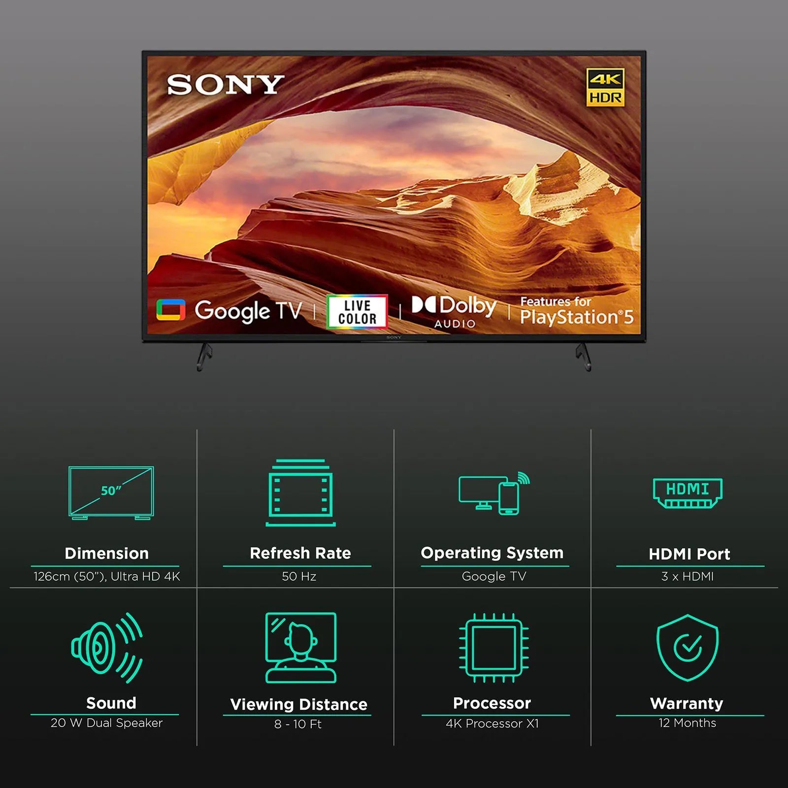 X75L 4K Ultra HD Smart TV | 126cm(50) KD-50X75L | HDR | Google TV