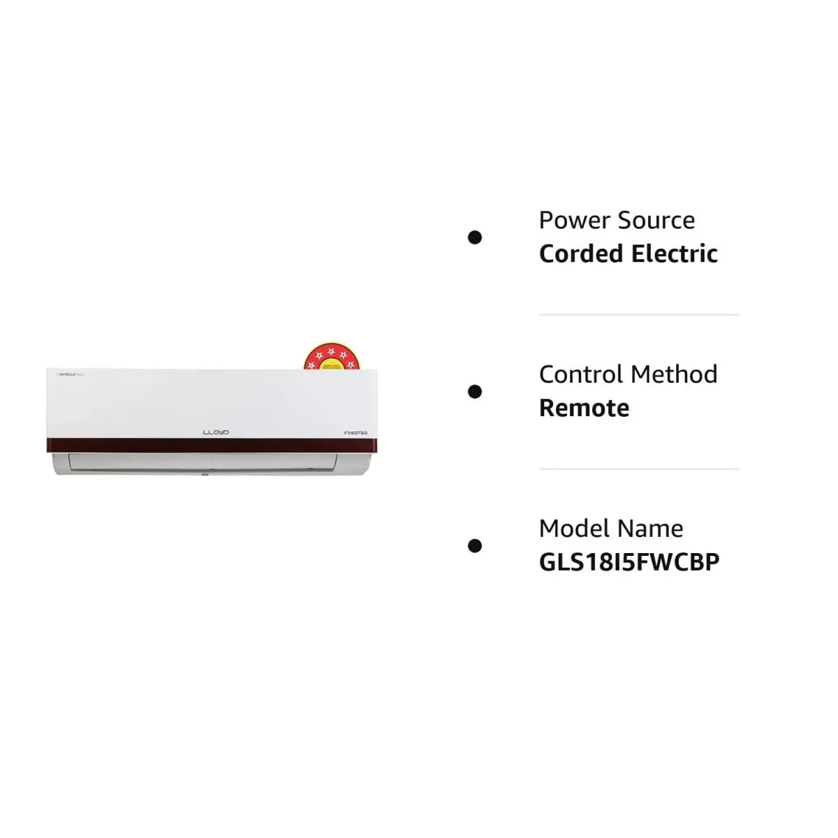 Lloyd 1.5 Ton 5 Star Split Inverter AC - White (GLS18I5FWCBP, Copper Condenser)