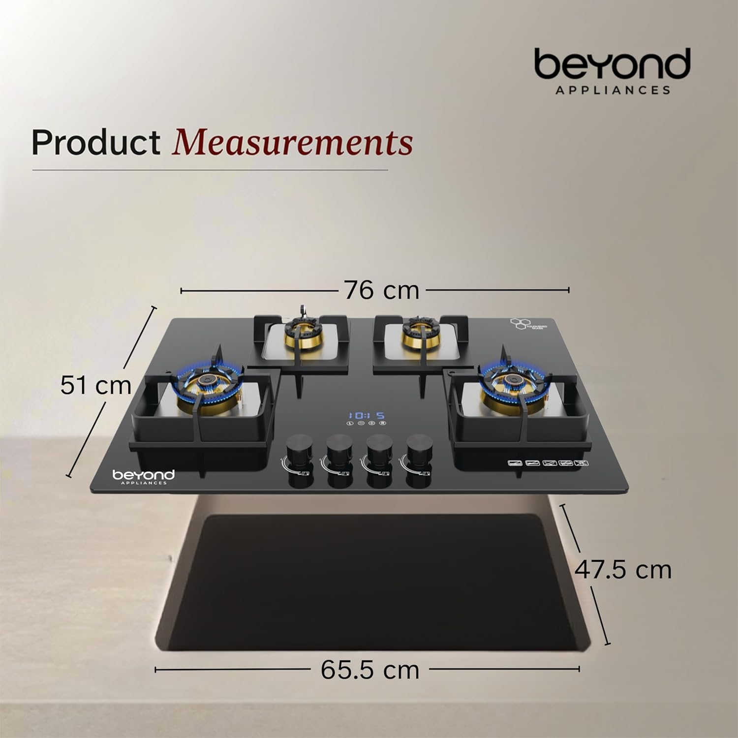 Beyond Appliances Dorado-4 Gas Stove 4 Burner Glass Hobtop