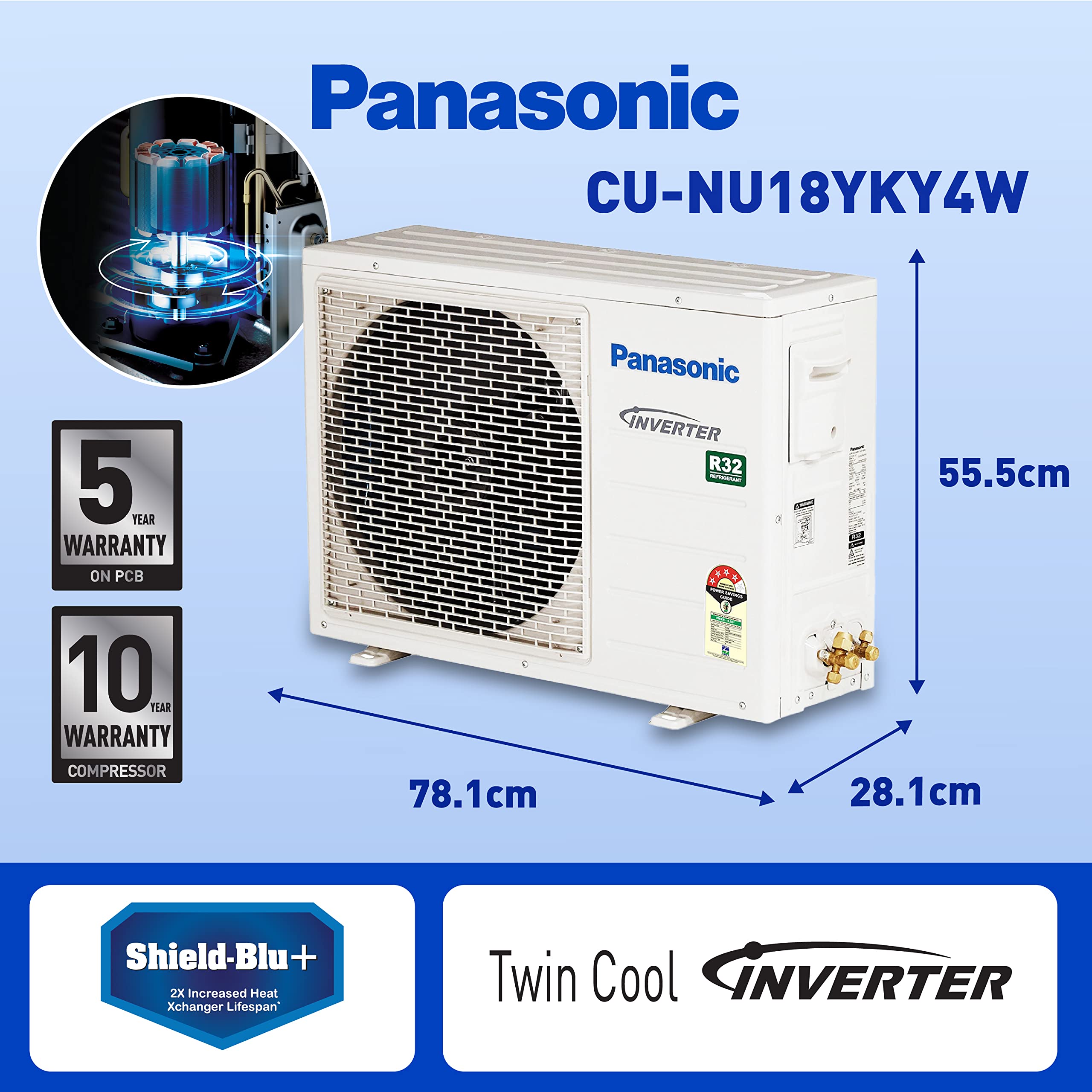 Panasonic 1 Ton 4 Star Wi-Fi Inverter Smart Split AC (Copper Condenser, 7 in 1 Convertible with additional AI Mode, 4 Way Swing, PM 0.1 Air Purification Filter, CS/CU-NU12YKY4W,2023 Model, Wh