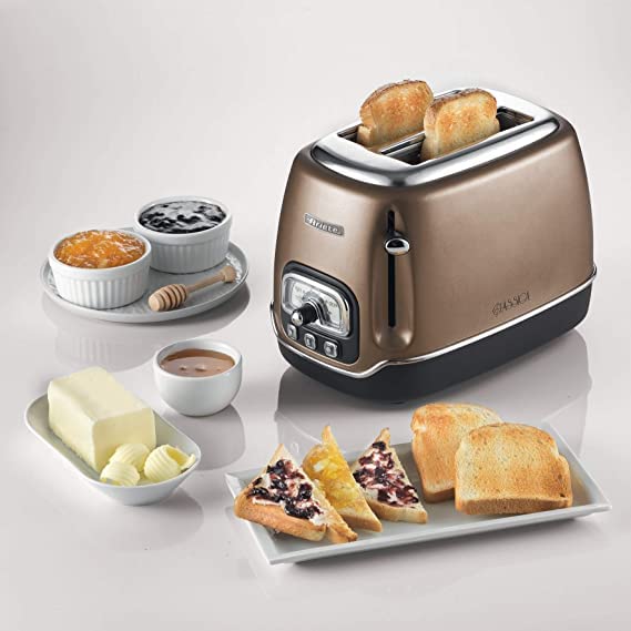 Ariete Tostapane Classica 158/38, Electric Toaster 2 Slices, Without Tongs, 815 W, 3 Functions, 6 Browning Levels, Bronze
