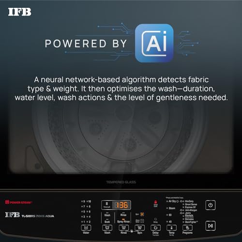 IFB 7 Kg 5 Star AI Powered Fully Automatic Top Load Washing Machine (TL S1BRS 7.0Kg Aqua, Brown, 2X Power Steam, 4 Years Comprehensive Warranty)