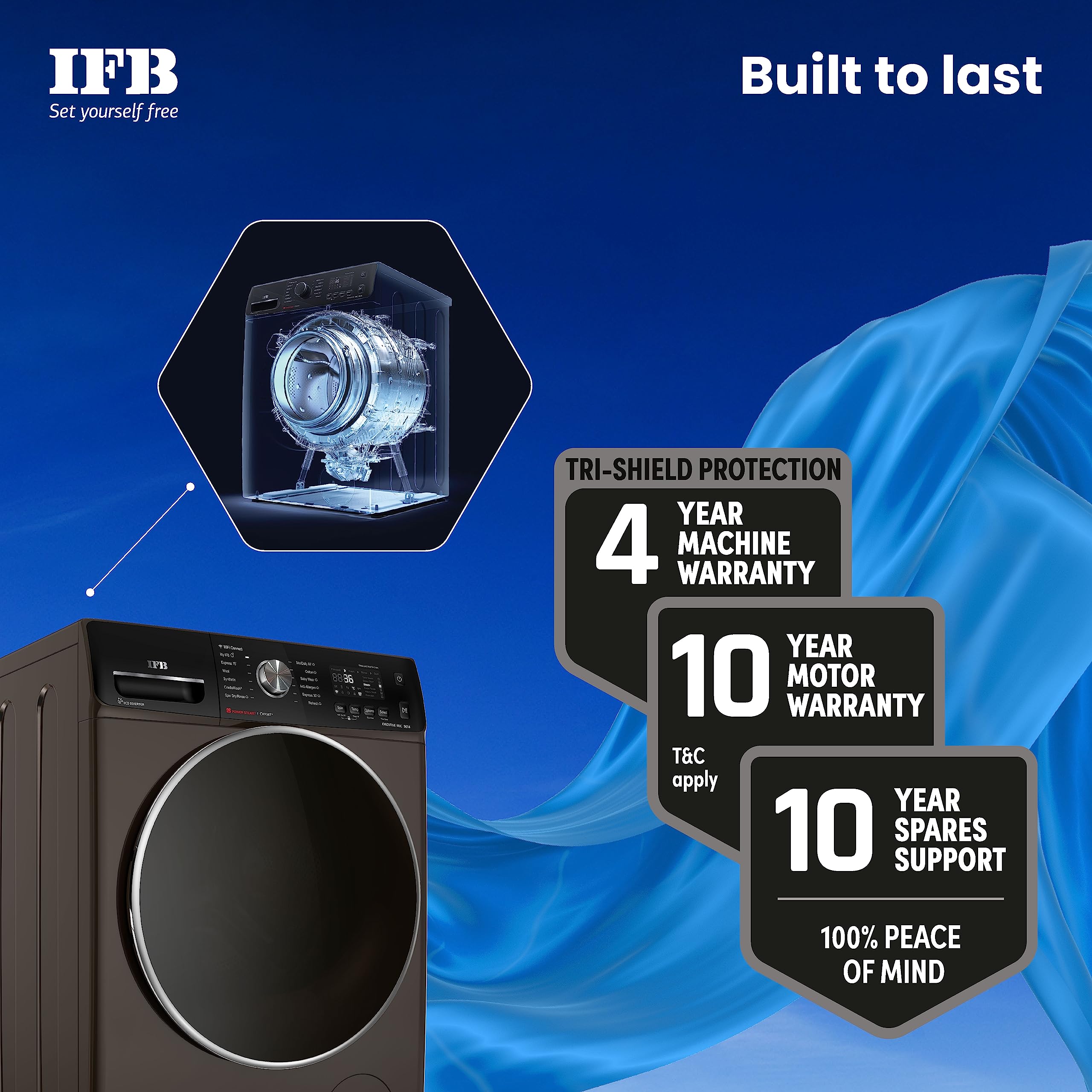 IFB 9 Kg 5 Star AI Eco Inverter Fully Automatic Front Load Washing Machines with Wifi (EXECUTIVE MXC 9014, 2023 Model, Mocha, Oxyjet™ 9 Swirl Wash, 4 Years Comprehensive Warranty)