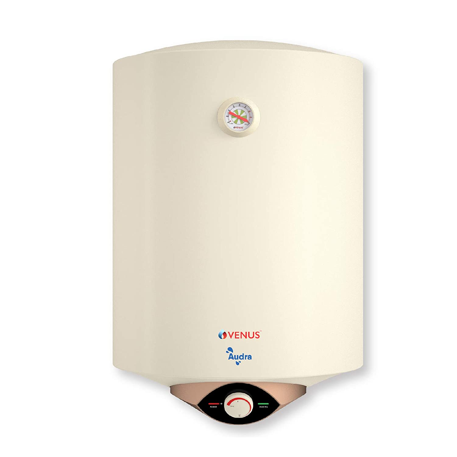 VENUS Audra 10AV 10-Litre (Ivory) Water Heater, Porcelain Enamelled Glass Lined Tank, BEE Star Rating - 5 Stars:ISI ;Free Flexible Hose