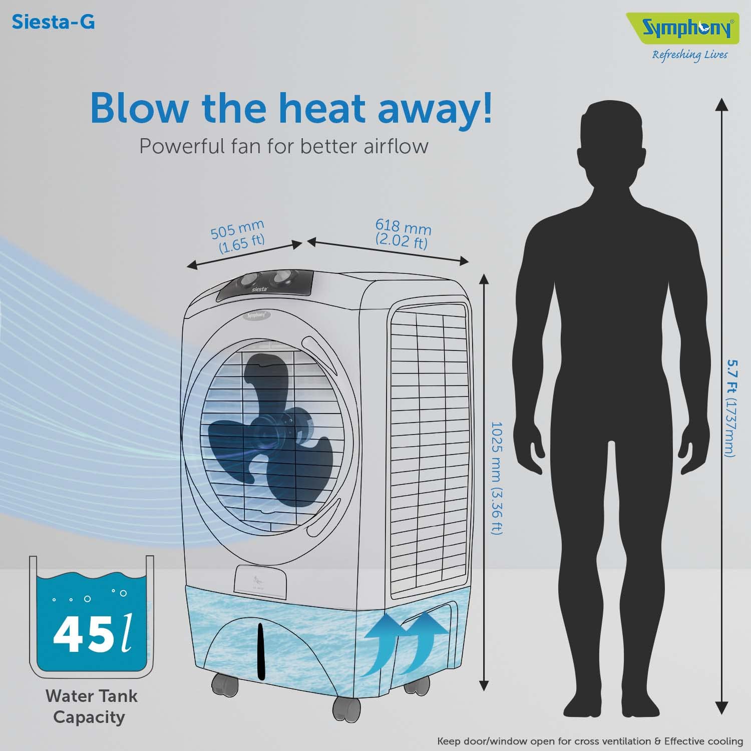 Symphony Siesta-G Desert Air Cooler Grey 45 L