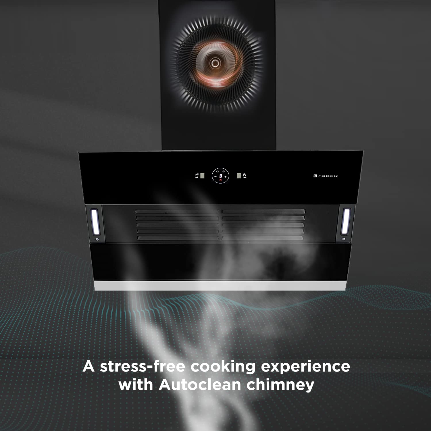 Faber 75 cm 1200 m3/hr Slant, Filterless Auto Clean Chimney (HOOD VERTIGO FL SC AC BK 75, Black)