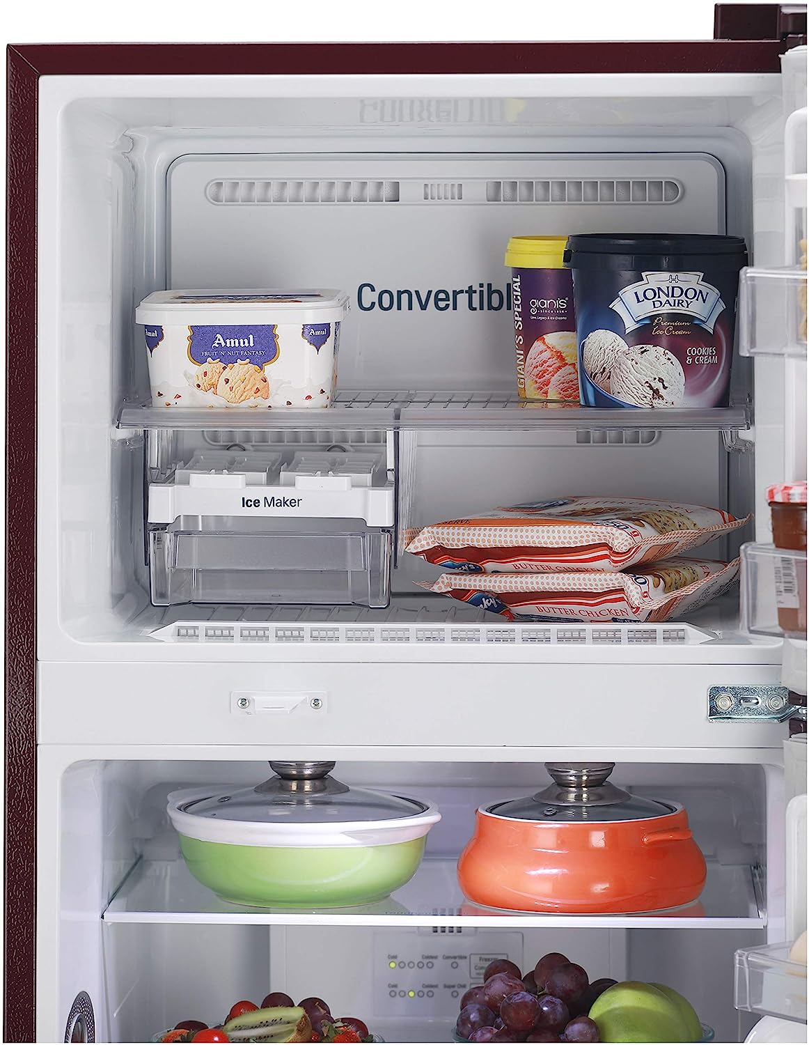 LG 260 L 2 Star Frost Free Inverter Double Door Refrigerator (GL-T292RSCY, Scarlet Charm, Convertible)