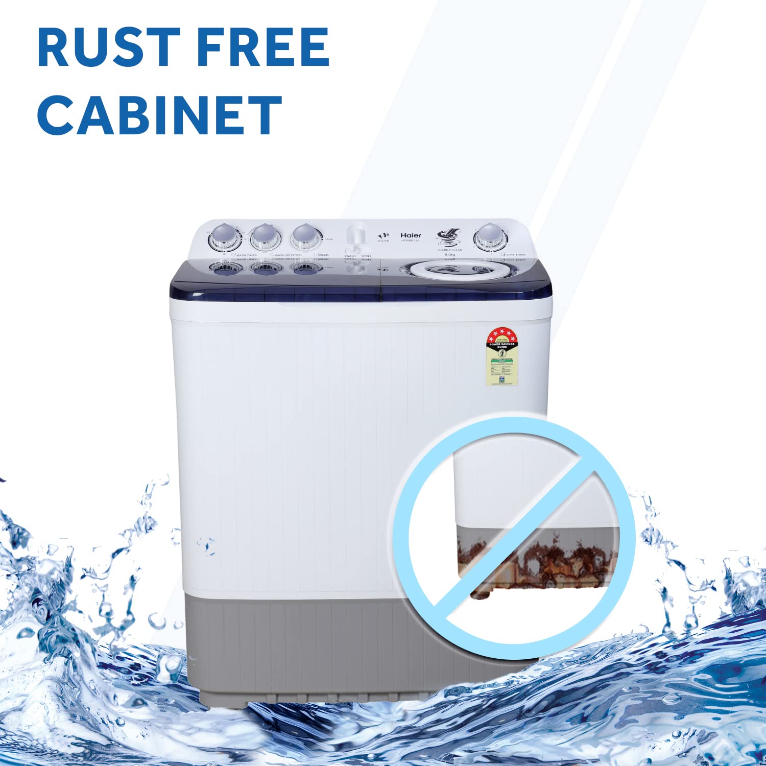 Haier 8 Kg 5 Star Rating Semi Automatic Top load Washing Machine (HTW80-186)