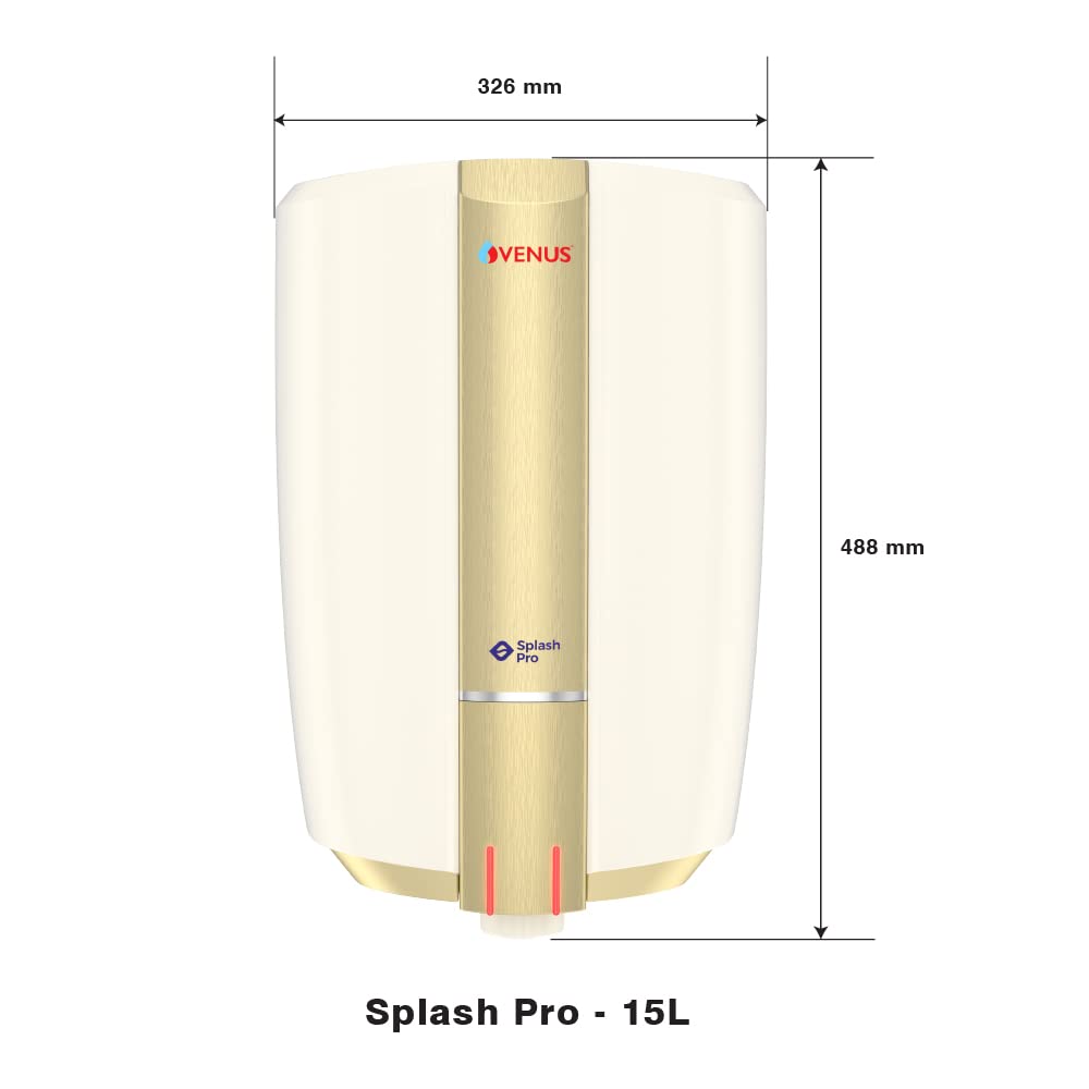 Venus Splash Pro Storage Water Heater (15 litre, Ivory/Tuscan Gold)