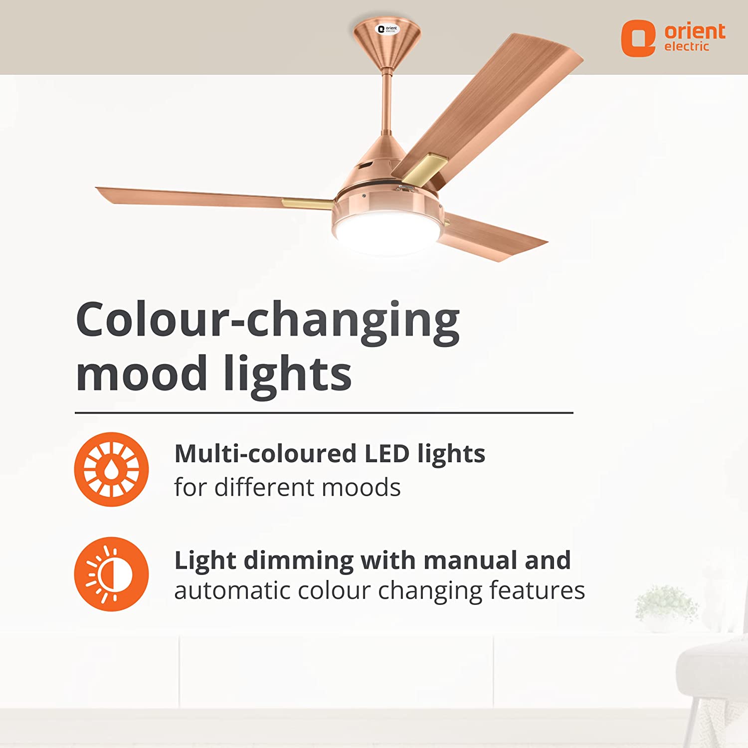 Orient Electric Spectra 47-inch 68-Watt Under Light Ceiling Fan (Antique Copper)