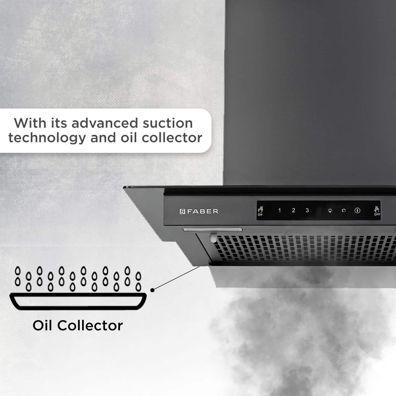 Faber 60 cm 1200 m³/HR Auto-Clean Straight Glass Kitchen Chimney (Hood Mercury Pro HC SC FL BK 60, Filterless, Touch & Gesture Control, Black)