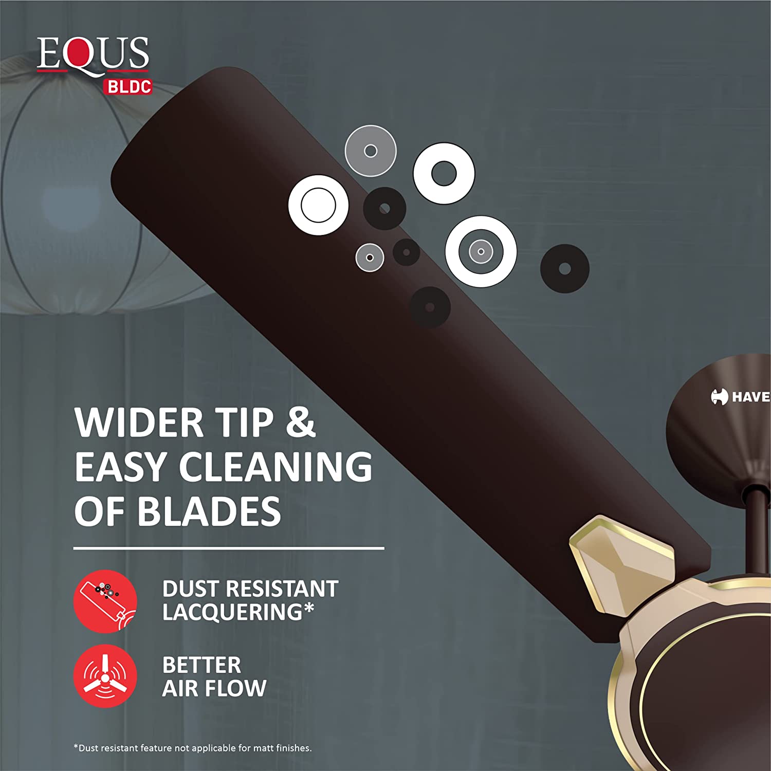 Havells Equs 1200mm BLDC Ceiling Fan Smoke Brown