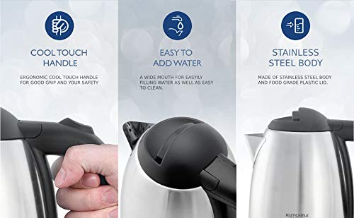 Kutchina 1.5 Ltr Stainless Steel kettle Kutchina EVA SS 1.5 l