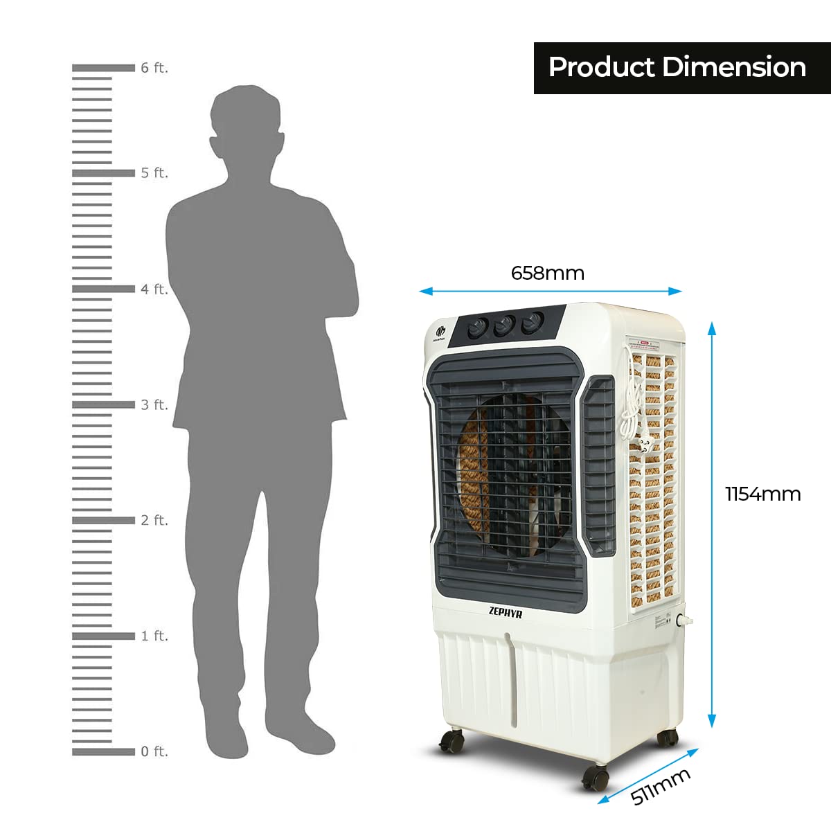 Novamax Zephyr 90 L Desert Air Cooler For Home/Office With 3-Side High Density Honeycomb Cooling Pads, Auto Swing, 4-Way Air Deflection & 3-Speed...
