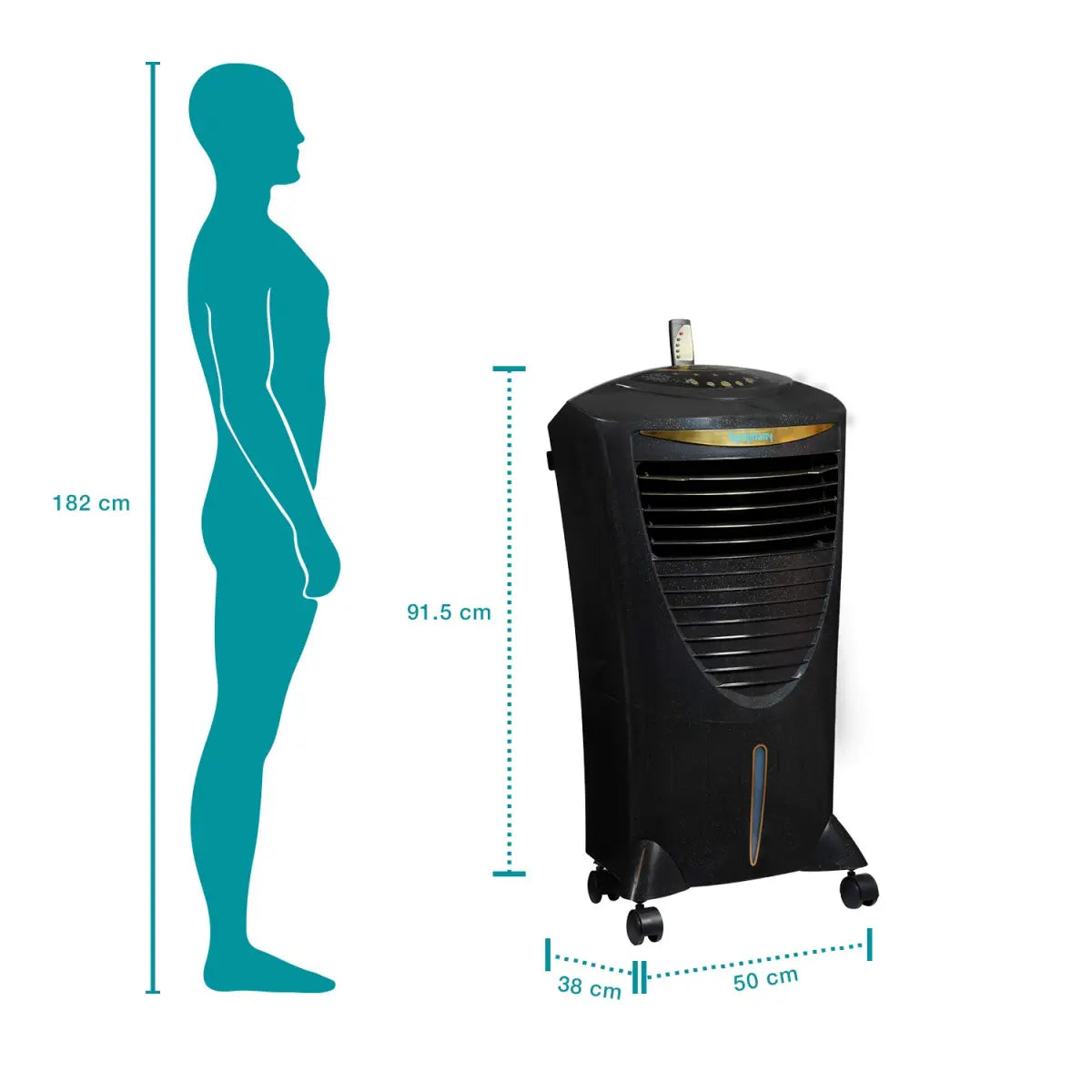 Symphony HiCool i Personal Air Cooler with Remote, Honeycomb Pad, Automatic Vertical Swing - 31L, Black