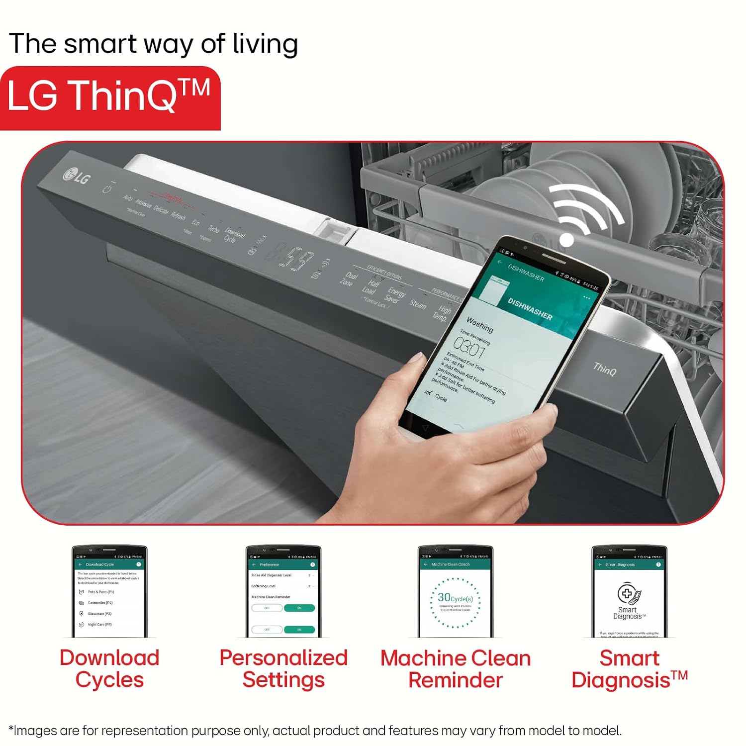 LG DFB435FV 15-Place Dishwasher: Powerful Cleaning for Big Loads