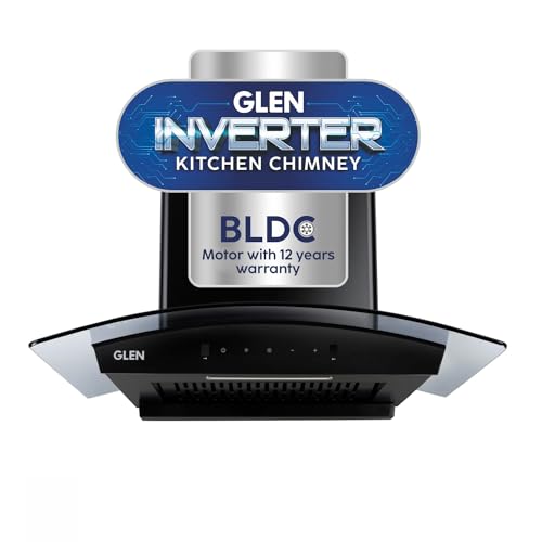 Glen 90 cm 1200 m3/hr Filterless Autoclean Kitchen Chimney with Brushless DC Motor & Inverter Technology (6071 BLDC BLCK 90.)