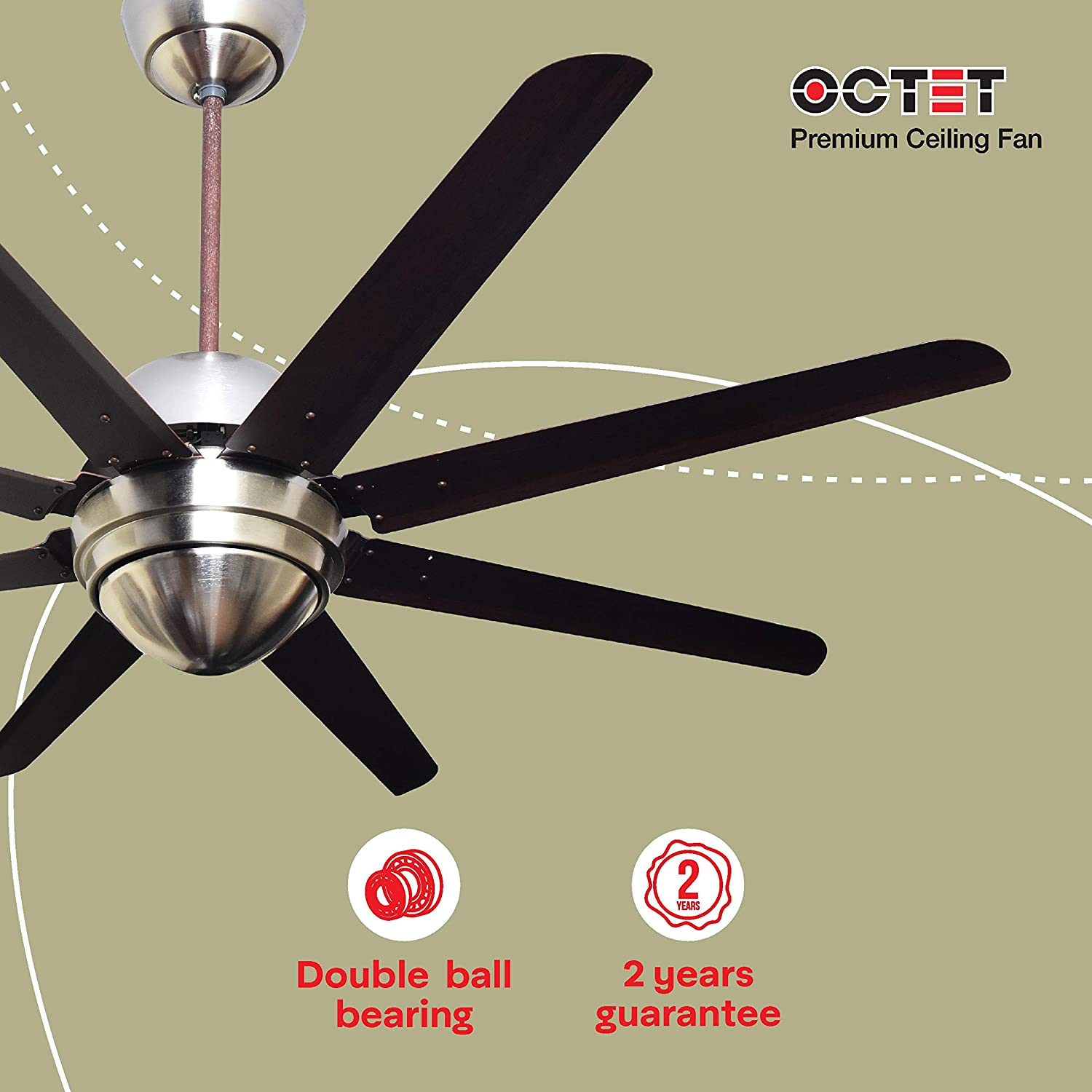 Havells Octet 1320mm Ceiling Fan Brushed Nickel