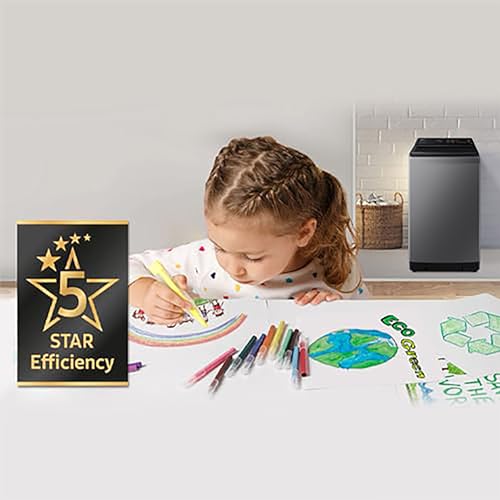 Samsung 8 kg, 5 star, Ecobubble, Super Speed, Wi-Fi, Digital Inverter, Fully-Automatic Top Load Washing Machine (WA80BG4546BDTL, Versailles Gray)