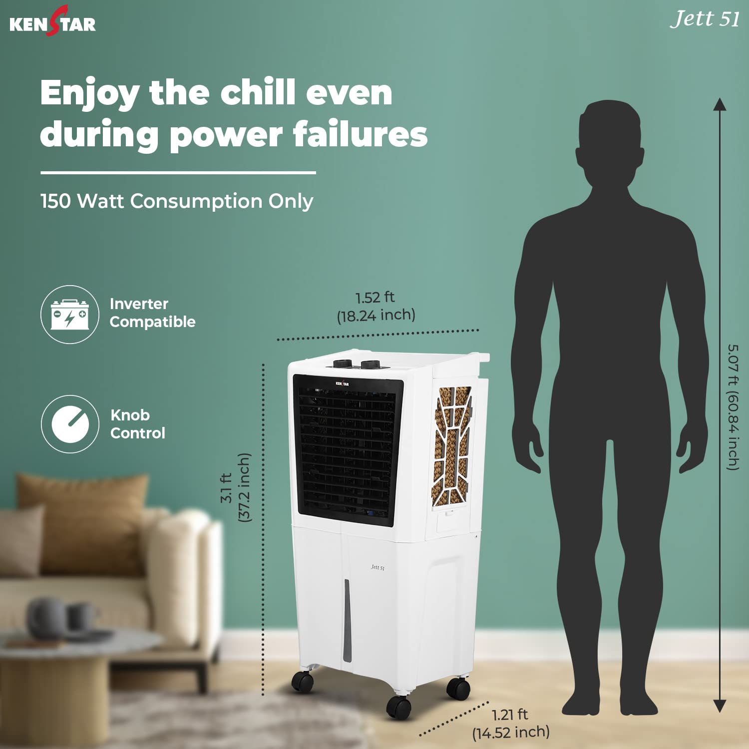 Kenstar JETT HC 51 Personal Desert Air Water Cooler (51L, 170 Watts)
