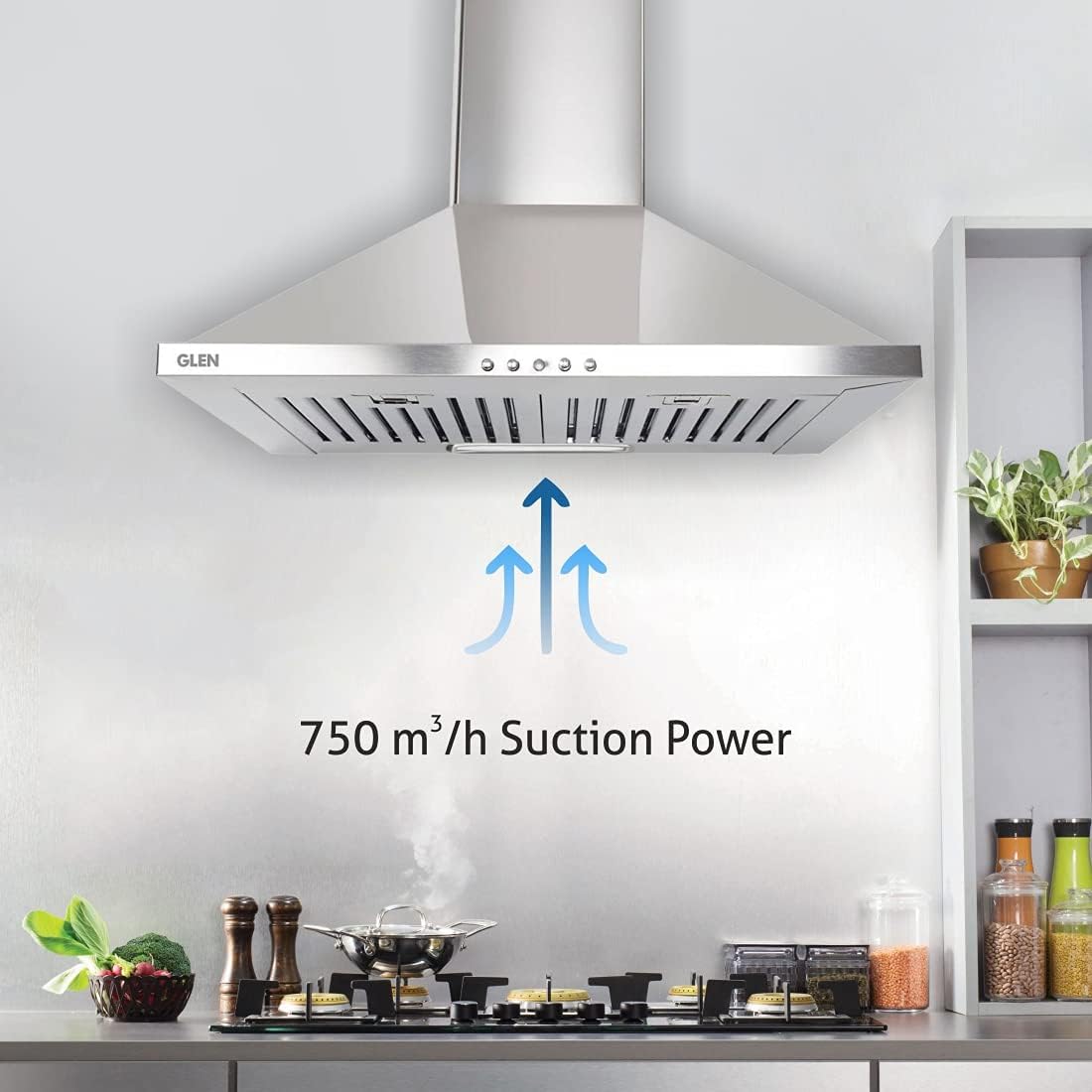 Glen Pyramid Ductless Kitchen Chimney 6050 Junior Stainless Steel 60cm 750 m3/h