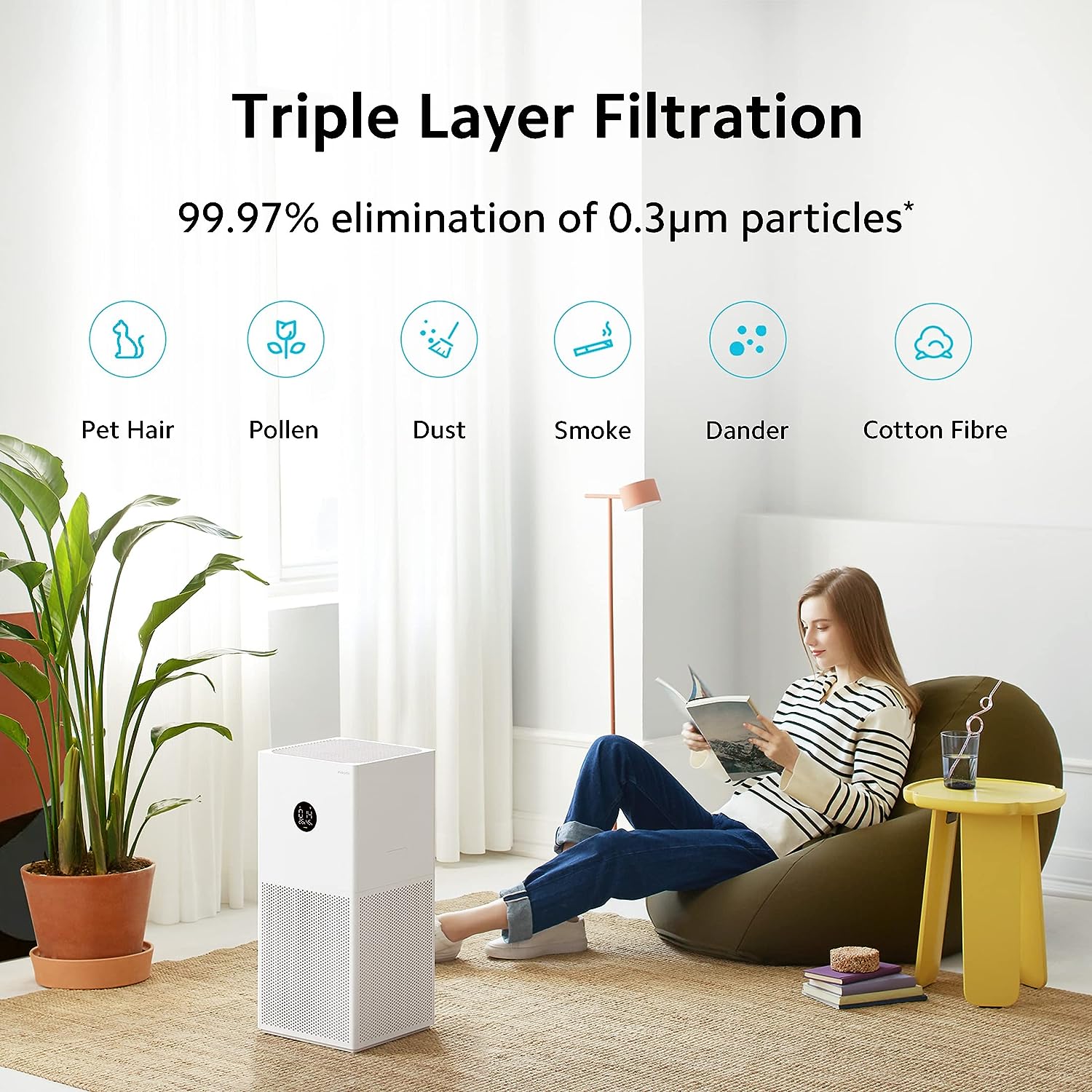 Xiaomi Air Purifier 4 Lite: 99.97% वायु प्रदूषक निष्कासन, 462 वर्ग फीट कवरेज, ऐप और वॉयस कंट्रोल - Alexa/GA