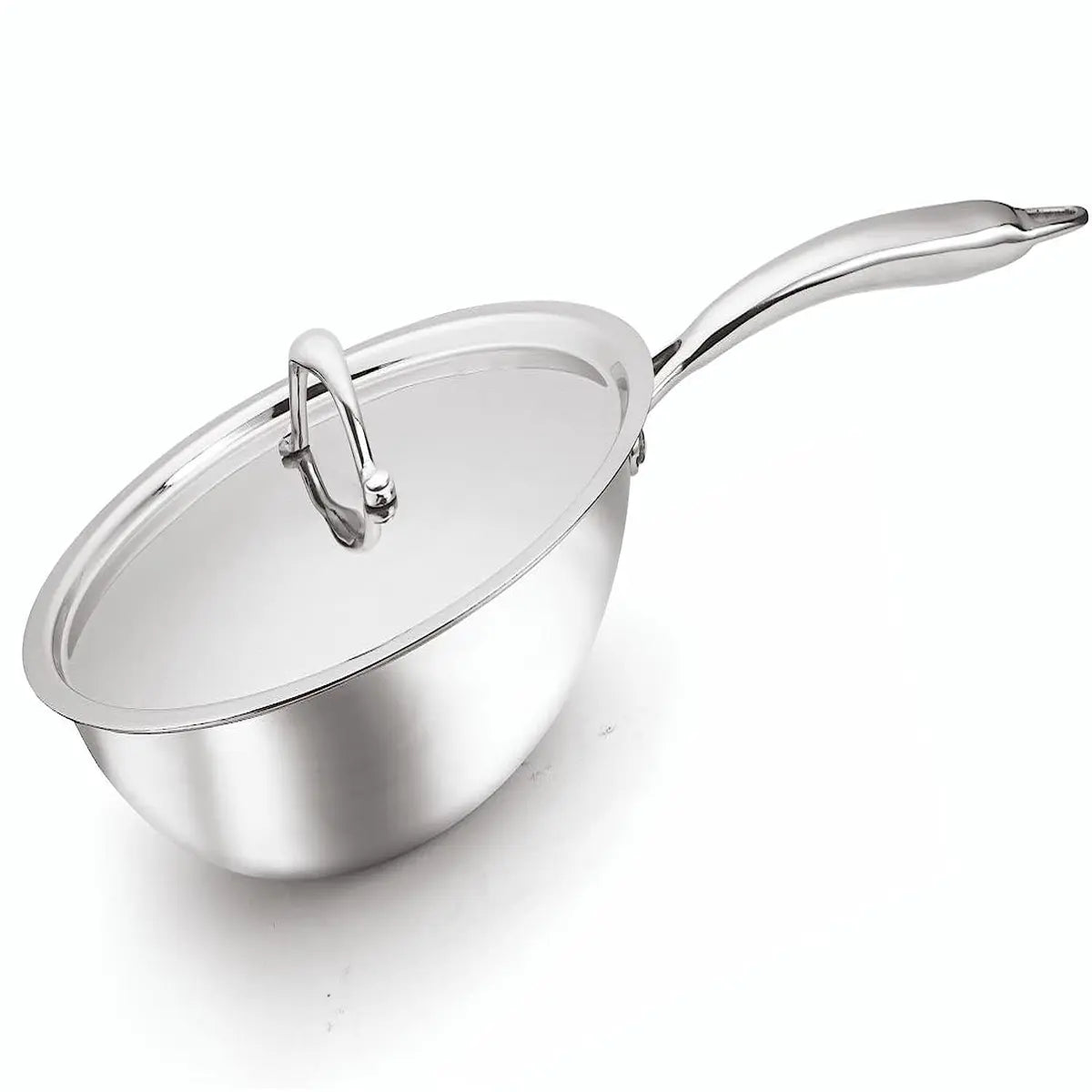 SignoraWare Artista Tri-Ply Stainless Steel Induction Compatible Triply WOKPAN / DEEP FRYPAN with Stainless Steel Lid (Induction and Gas Compatible), 22cm, Capacity 2200 ml,Set of 1, Silver