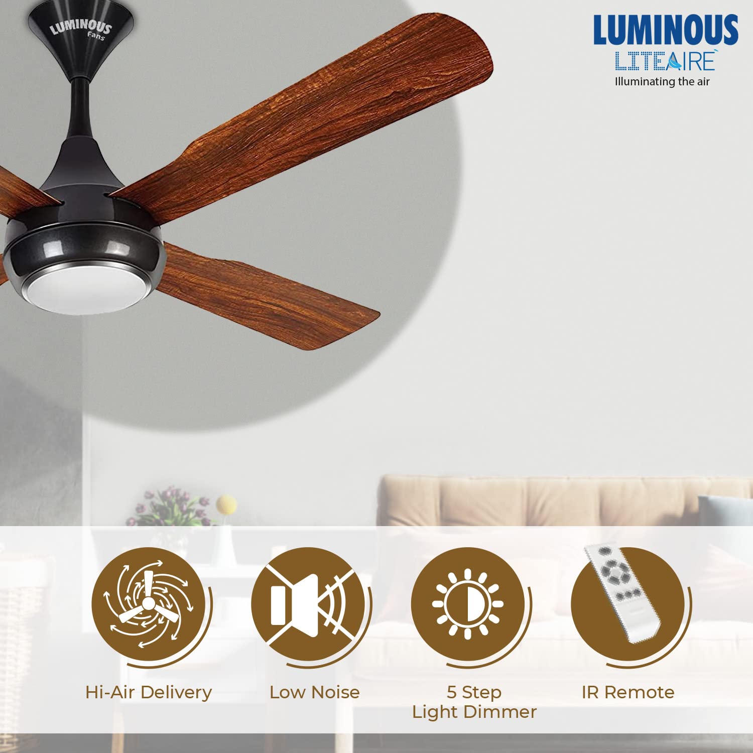Luminous Aspiration Lite Air 1200mm Ceiling Fan (Multicolour)