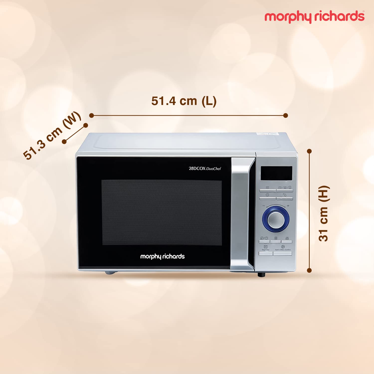 Morphy Richards 28DCOX DuoChef Pro-Convection Microwave Oven and OTG Oven, 28 Ltr, Dual Grill, 300 Auto Cook Menus, Silver, Regular