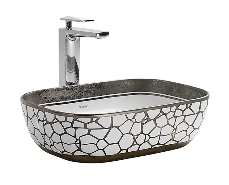 Cera A2021103SL Senator Art Decor Signor Table Top Wash Basin Silver - 460x325x140 mm