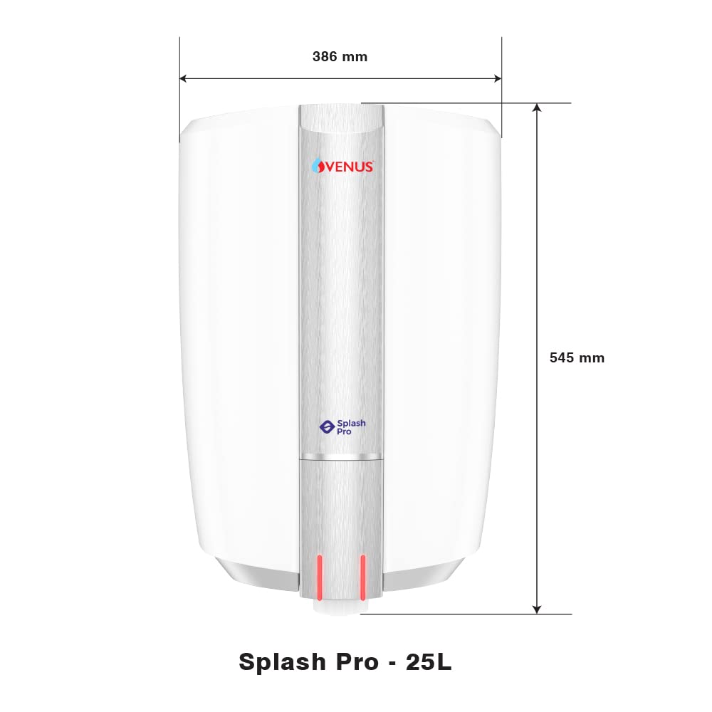 Venus Splash Pro Storage Water Heater (25 Litre, White/Graphite Silver)