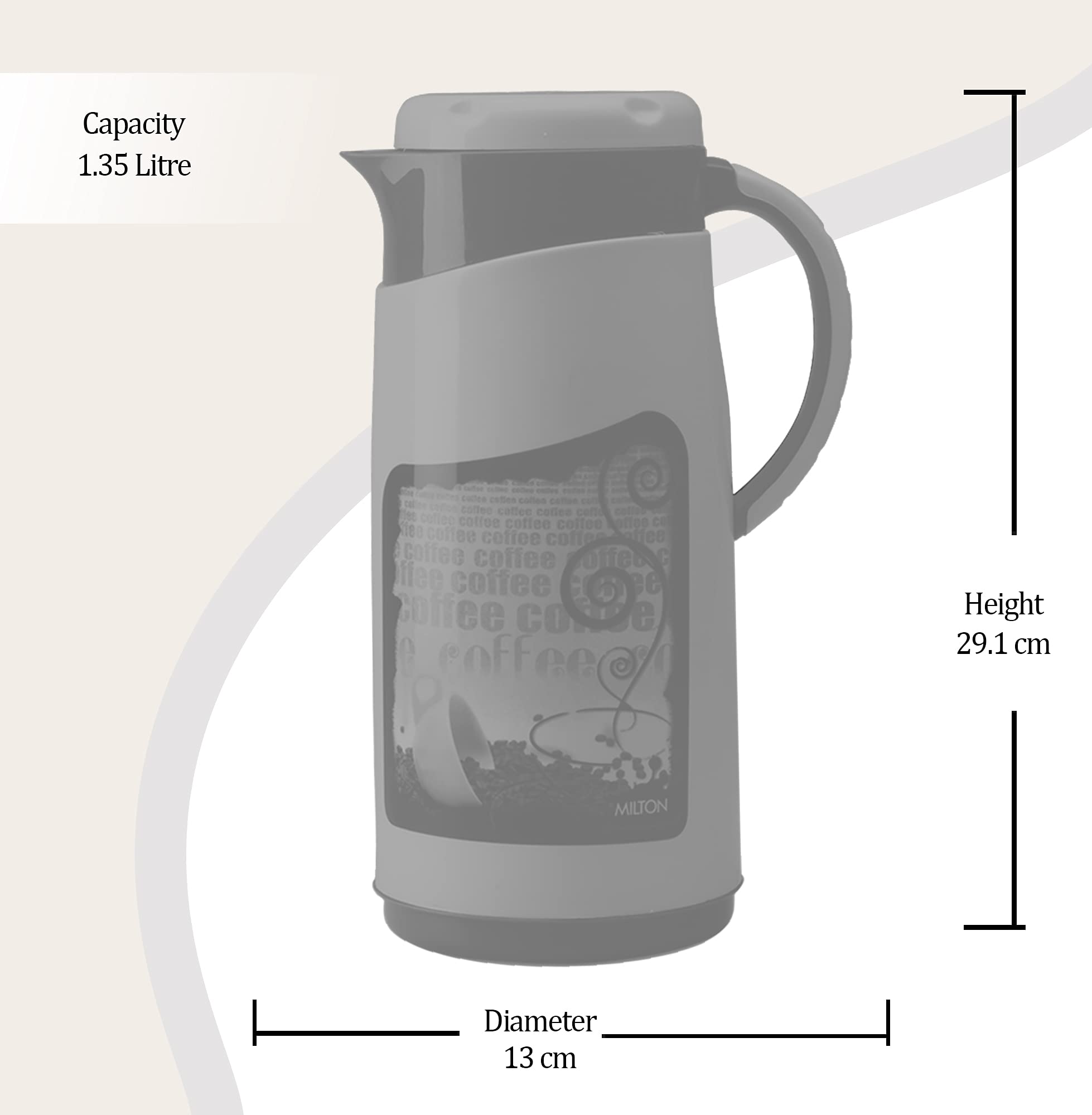 Milton Viva Tuff 1500 Insulated Inner Stainless Steel Jug, 1.35 Litre, 1 Piece, Brown | BPA Free | Hot and Cold | Easy to Carry | Leak Proof | Tea Jug | Coffee Jug | Water Jug | Hot Beverages