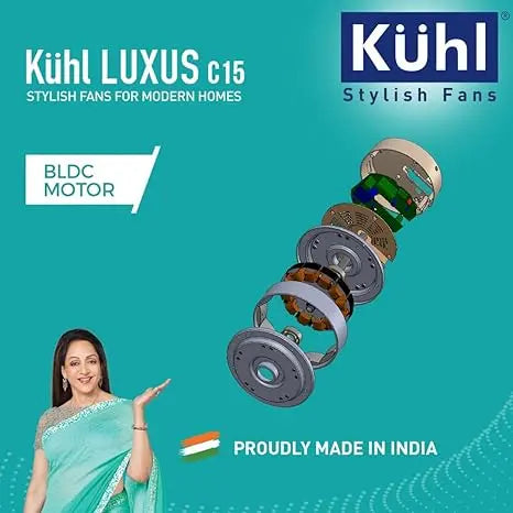 KUHL Stylish Fan Luxus C15 | 30W | BLDC Technology | 5-Star Rated | Operate on Remote-Mobile-Alexa | Night & Down Light |1200 mm sweep | Aerodynamic ABS 5 Blades | Reverse Mode | White (C15, White)