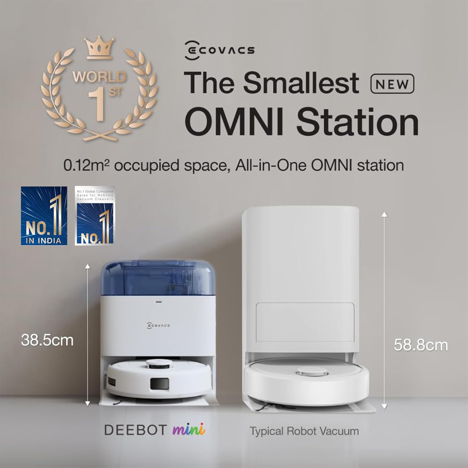 ECOVACS DEEBOT MINI Omni 2-in-1 Robot Vacuum & Mop, 2025 Launch, 9000 Pa, Self-Emptying Station, ZeroTangle 2.0