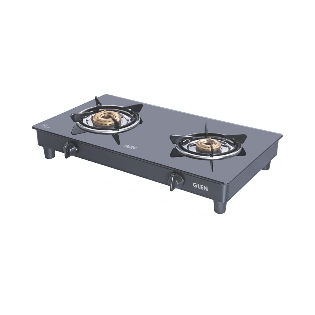 Glen 2 Burner Toughened Glass Top | LPG Gas Stoves | Fuel Efficient Brass Burners | Manual Ignition | ISI Certified | Ergonomic Knobs | Revolving Nozzle | 2 Manufacturer Year Warranty | 1020