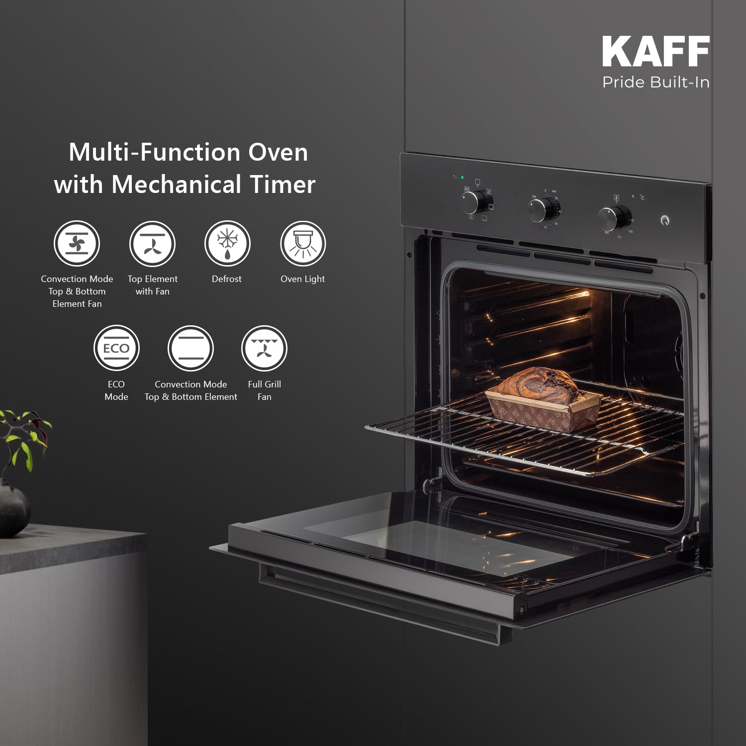 Kaff OV 83 ML7 Built-in Microwave Oven 83L Full Black Tempered Glass, 3 Layer Door (Black)